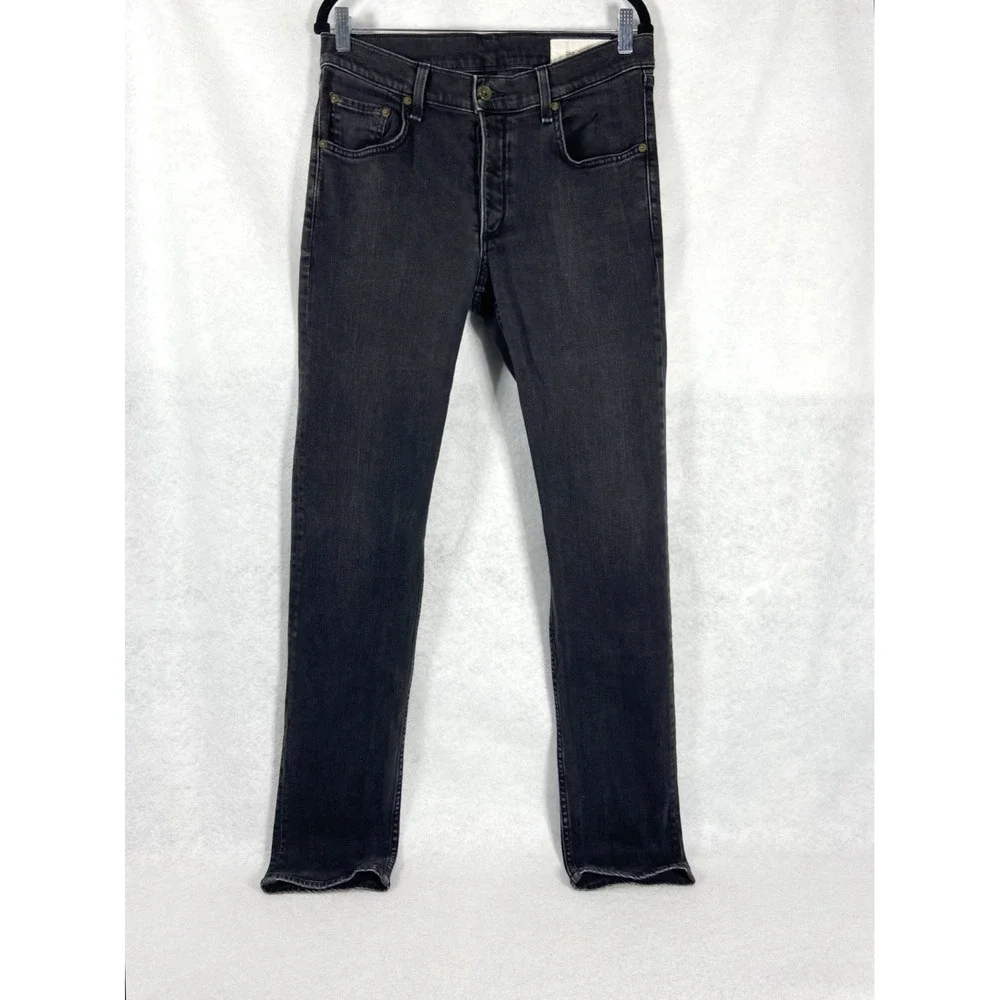 Rag & Bone Fit 2 Jeans Men's 33x34 Rock Black Slim Button Fly Denim Stretch